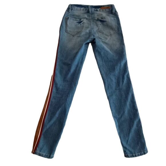 Dollhouse Juniors Side Stripe Skinny Ankle Denim Blue Jeans - Picture 3 of 10